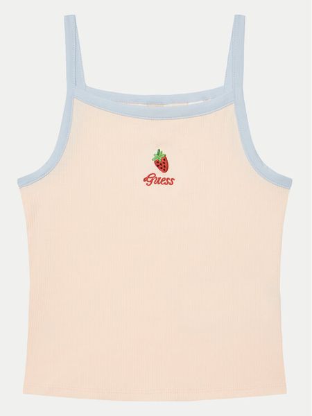 Guess Top J5GI07 KCU20 Różowy Slim Fit. Czerwone t-shirty i topy dla dziewczynek Guess, z aplikacjami, z bawełny, bez ramiączek. Za 49.99 zł.