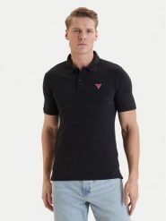 Guess Polo F6GP03 K9WF1 Czarny Slim Fit. Czarne koszulki polo męskie Guess, m, z aplikacjami, z bawełny, bez ramiączek. Za 282.99 zł.