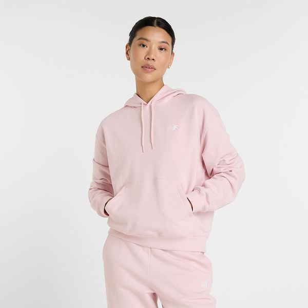Bluza damska New Balance WT41507RSG – różowa. Czerwone bluzy damskie New Balance, s, bez wzorów, z bawełny, z kapturem. Za 199.99 zł.