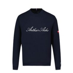 Bluza z dekoltem Le Coq Sportif Heritage N°1. Niebieskie bluzy męskie le coq sportif, xs, z aplikacjami, z poliesteru, bez kaptura, na fitness i siłownię. Za 337.05 zł.