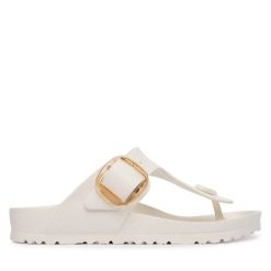 Japonki Birkenstock. Białe klapki damskie Birkenstock, bez wzorów, bez obcasa. Za 269.99 zł.