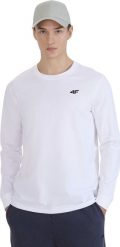 Koszulka męska 4F Longsleeve M432 biała 4FWMM00TLONM432 10S M. Białe bluzki z długim rękawem męskie 4f, m, bez wzorów, bez kołnierzyka. Za 79.41 zł.