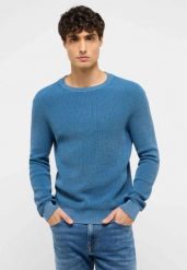 Męski Sweter Mustang Style Edward Dark Blue 1017414 5232. Niebieskie swetry przez głowę męskie Mustang, m, bez wzorów, bez kołnierzyka. Za 139.99 zł.