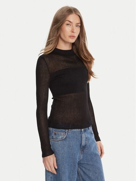 HUGO Sweter Slumy_B 50543045 Czarny Slim Fit. Czarne swetry damskie Hugo, xl, bez wzorów, z wiskozy, bez kołnierzyka, bez ramiączek, bez kaptura. Za 289.99 zł.