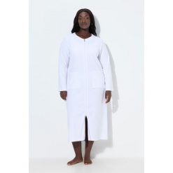 Damskie Szlafrok dwukierunkowy zamek błyskawiczny frotte miękki w dotyku. Białe szlafroki damskie Ulla Popken, plus size, bez wzorów, z bawełny, plus size, bez ramiączek, bez kaptura. Za 239.99 zł.
