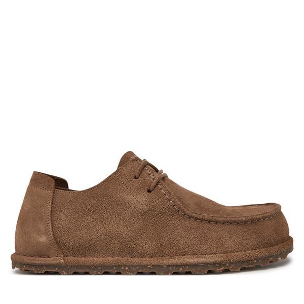 Półbuty Birkenstock. Brązowe półbuty damskie Birkenstock, bez wzorów, bez obcasa, na płaskiej podeszwie, bez zapięcia. Za 579.99 zł.