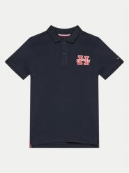 Tommy Hilfiger Polo KB0KB09029 Granatowy Regular Fit. Niebieskie t-shirty dla chłopców Tommy Hilfiger, bez wzorów, z bawełny, bez ramiączek. Za 149.99 zł.