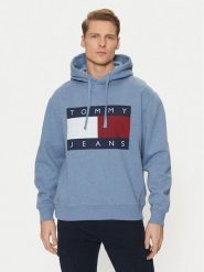 Tommy Jeans Bluza Flag DM0DM21174 Niebieski Regular Fit. Niebieskie bluzy męskie Tommy Jeans, m, bez wzorów, z bawełny, bez kaptura. Za 299.99 zł.