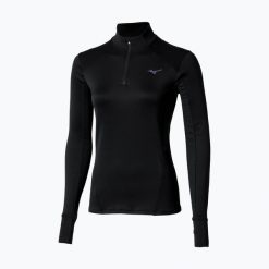 Bluza do biegania damska Mizuno Active Warm Half Zip. Czarne bluzy damskie Mizuno, s, bez wzorów, z elastanu, bez kaptura, do biegania. Za 179.99 zł.