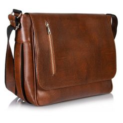 Torba męska Tizano brązowa TM16 -E3. Brązowe torby na laptopa męskie TIZANO, bez wzorów, z materiału. Za 170.00 zł.