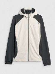 4F Bluza do biegania regular z kapturem męska - czarna XL. Czarne bluzy męskie 4f, m, bez wzorów, z materiału, z kapturem. Za 249.99 zł.