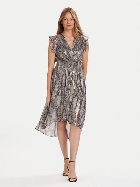 Morgan Sukienka koktajlowa 252-RCOBA.F Srebrny Regular Fit. Szare sukienki damskie Morgan, bez wzorów, z syntetyku, wizytowe, bez kołnierzyka, bez ramiączek. Za 309.99 zł.