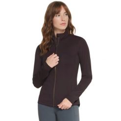 Bluza dresowa sportowa damska Go Flex Harmony Full Zip Jacket. Brązowe bluzy sportowe damskie Skechers, s, bez wzorów, z dresówki, bez kaptura, trekkingowe. Za 199.99 zł.