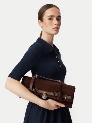 Tommy Hilfiger Torebka American Icon Clutch Suede AW0AW19515 Brązowy. Brązowe torebki do ręki damskie Tommy Hilfiger, bez wzorów, ze skóry, bez dodatków. Za 1,099.00 zł.