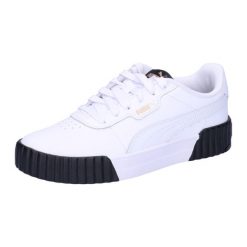 Buty na co dzień damskie PUMA CARINA skóra. Białe obuwie sportowe damskie Puma, bez wzorów, ze skóry ekologicznej, trekkingowe. Za 279.99 zł.