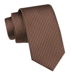Elegancki Krawat Męski - Alties - Beżowy, Małe Groszki. Brązowe krawaty i muchy Alties, bez wzorów, z tkaniny, eleganckie. Za 49.00 zł.