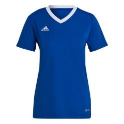Koszulka piłkarska damska Adidas Entrada 22 Jersey. Niebieskie t-shirty damskie Adidas, m, bez wzorów, z bawełny, klasyczne, bez kołnierzyka. Za 65.98 zł.