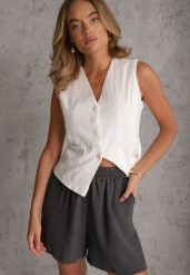 Szare Szorty Casual High Waist na Lato Bogate w Wiskozę Ismina. Szare szorty damskie Renee, na lato, l, bez wzorów, z materiału, casualowe, z podwyższonym stanem. Za 39.99 zł.