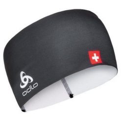 Opaska Odlo Headband COMPETITION FAN WARM C/O. Czarne czapki i kapelusze damskie Odlo, na zimę, bez wzorów, sportowe. Za 135.72 zł.
