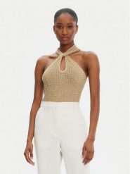 Guess Sweter W5YR39 Z24F0 Złoty Regular Fit. Żółte swetry damskie Guess, xl, z aplikacjami, z wiskozy, bez kołnierzyka, bez ramiączek, bez kaptura. Za 199.99 zł.