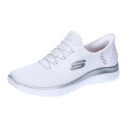 Buty do chodzenia damskie Skechers Slips-ins Vegan. Białe obuwie sportowe damskie Skechers, bez wzorów, z materiału, trekkingowe. Za 481.00 zł.