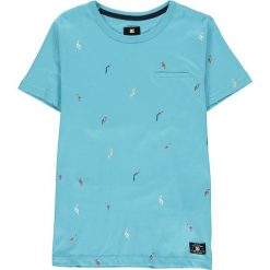 Koszulka w kolorze turkusowym ze wzorem. Niebieskie t-shirty dla chłopców marki DC Shoes, bez wzorów, z bawełny, bez ramiączek. W wyprzedaży za 42.95 zł.