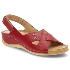 Sandały damskie Armodo, ze skóry naturalnej na platformie na rzep wygodne, czerwone, 5-0780-084. Czerwone sandały damskie Armodo, bez wzorów, ze skóry, bez obcasa, na platformie, bez zapięcia. Za 209.00 zł.