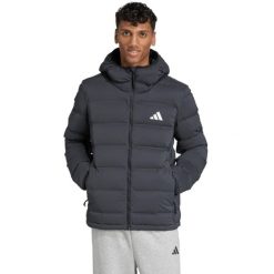 Kurtka męska adidas Helionic Climawarm Stretch Hooded Down. Czarne kurtki męskie Adidas, na zimę, m, bez wzorów, z materiału, z kapturem. Za 669.99 zł.