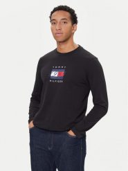 Tommy Hilfiger Longsleeve Linear Flag MW0MW41497 Czarny Regular Fit. Czarne bluzki z długim rękawem męskie Tommy Hilfiger, l, bez wzorów, z bawełny, bez kołnierzyka. Za 179.99 zł.