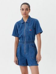 Tommy Jeans Kombinezon DW0DW20371 Niebieski Regular Fit. Niebieskie sukienki damskie Tommy Jeans, xl, bez wzorów, z bawełny, bez kołnierzyka, bez ramiączek. Za 329.99 zł.