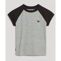 Damska koszulka z raglanowym rękawem z bawełny organicznej Superdry Essential. Czarne t-shirty damskie Superdry., bez wzorów, z bawełny, klasyczne, bez kołnierzyka. Za 124.25 zł.