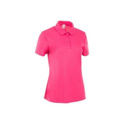Koszulka polo Essential 100 damska. Czerwone koszulki sportowe damskie ARTENGO, bez wzorów, z materiału, bez kołnierzyka, bez ramiączek, tenisowe, climacool (adidas). Za 19.99 zł.