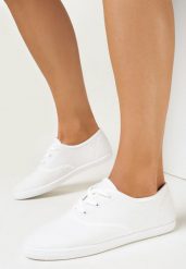 Białe Tenisówki z Krótkim Sznurowaniem Aimena. Białe trampki i tenisówki damskie Born2be, bez wzorów, bez zapięcia. Za 39.99 zł.
