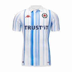 Koszulka wyjazdowa Red Star FC Kombat Pro 2023/24. Białe koszulki sportowe męskie Kappa, s, bez wzorów, z jersey, bez kołnierzyka, bez ramiączek, do piłki nożnej. Za 460.50 zł.