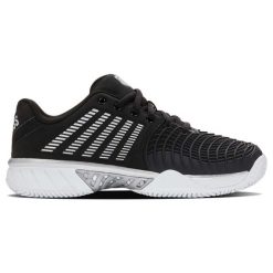 Damskie buty do tenisa K-swiss. Czarne obuwie sportowe damskie K-SWISS, bez wzorów, z materiału, tenisowe. Za 590.00 zł.