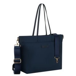 Shopperka damska w granatowym kolorze zamykana klipsem magnetycznym Peterson PTN JN-10. Torby na ramię damskie Peterson, bez wzorów, z nylonu, bez dodatków. Za 119.99 zł.