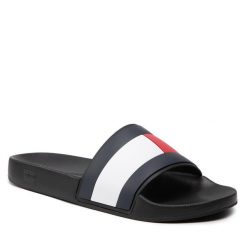 Klapki Tommy Hilfiger. Czarne klapki męskie Tommy Hilfiger. Za 119.99 zł.