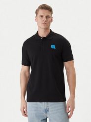KARL LAGERFELD Polo 745015 562231 Czarny Regular Fit. Czarne koszulki polo męskie KARL LAGERFELD, m, bez wzorów, z bawełny, bez ramiączek. Za 459.99 zł.