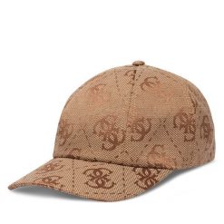 Czapka z daszkiem Guess. Brązowe czapki i kapelusze damskie Guess, z aplikacjami. Za 159.99 zł.