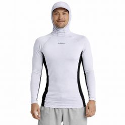 Koszulka Quiksilver z Kapturem Storm Tripper Hood LS Rash Guard White/Black. Białe bluzki z długim rękawem męskie Quiksilver, l, bez wzorów, z elastanu, biznesowe, bez kołnierzyka. Za 169.00 zł.