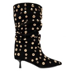 Botki Eva Minge. Czarne botki damskie Eva Minge, bez obcasa, na szpilce, bez zapięcia. Za 649.99 zł.