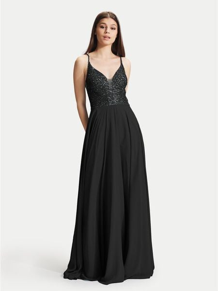 Hey Kyla Sukienka wieczorowa 5AC105HK Czarny Regular Fit. Czarne sukienki damskie Hey Kyla, bez wzorów, z syntetyku, wizytowe, bez kołnierzyka, bez ramiączek. Za 459.99 zł.