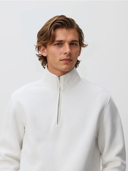 Bluza ze stójką - złamana biel. Bluzy męskie Reserved, l, bez wzorów, z bawełny, bez kaptura. Za 119.99 zł.