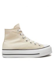 Converse Trampki Chuck Taylor All Star Lift Platform HI A08214C Beżowy. Brązowe trampki i tenisówki damskie Converse, bez wzorów, z materiału, retro, bez zapięcia. Za 259.99 zł.