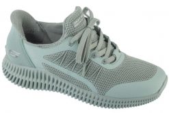 Buty sportowe Sneakersy damskie, Skechers Slip-Ins: Bobs Geo Lite - Divine Pace. Zielone obuwie sportowe damskie Skechers, bez wzorów, z materiału, trekkingowe. Za 299.99 zł.