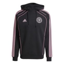 Bluza z kapturem Inter Miami CF 2024/25. Czarne bluzy sportowe męskie Adidas, bez wzorów, z kapturem, do piłki nożnej. Za 276.60 zł.