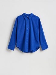 Koszula z bawełny oxford - niebieski. Niebieskie koszule damskie Reserved, l, bez wzorów, z bawełny, bez kołnierzyka, bez ramiączek. Za 109.99 zł.