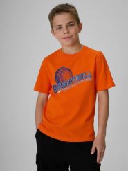 T-shirt regular z nadrukiem chłopięcy 4F 4FJRSS26TTSHM4278. Czarne t-shirty dla chłopców 4f, bez wzorów, z bawełny, bez ramiączek. Za 22.99 zł.