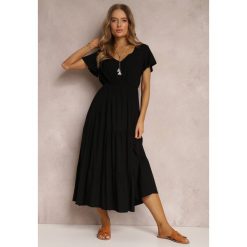 Czarna Sukienka z Wiskozy Jonmy. Czarne sukienki damskie Renee, na spotkanie biznesowe, na lato, l, z aplikacjami, z wiskozy, eleganckie, bez kołnierzyka, bez ramiączek, midi. Za 69.99 zł.