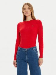 Gant Sweter 4800100 Czerwony Slim Fit. Czerwone swetry damskie GANT, xs, bez wzorów, z bawełny, bez kołnierzyka, bez ramiączek, bez kaptura. Za 309.99 zł.